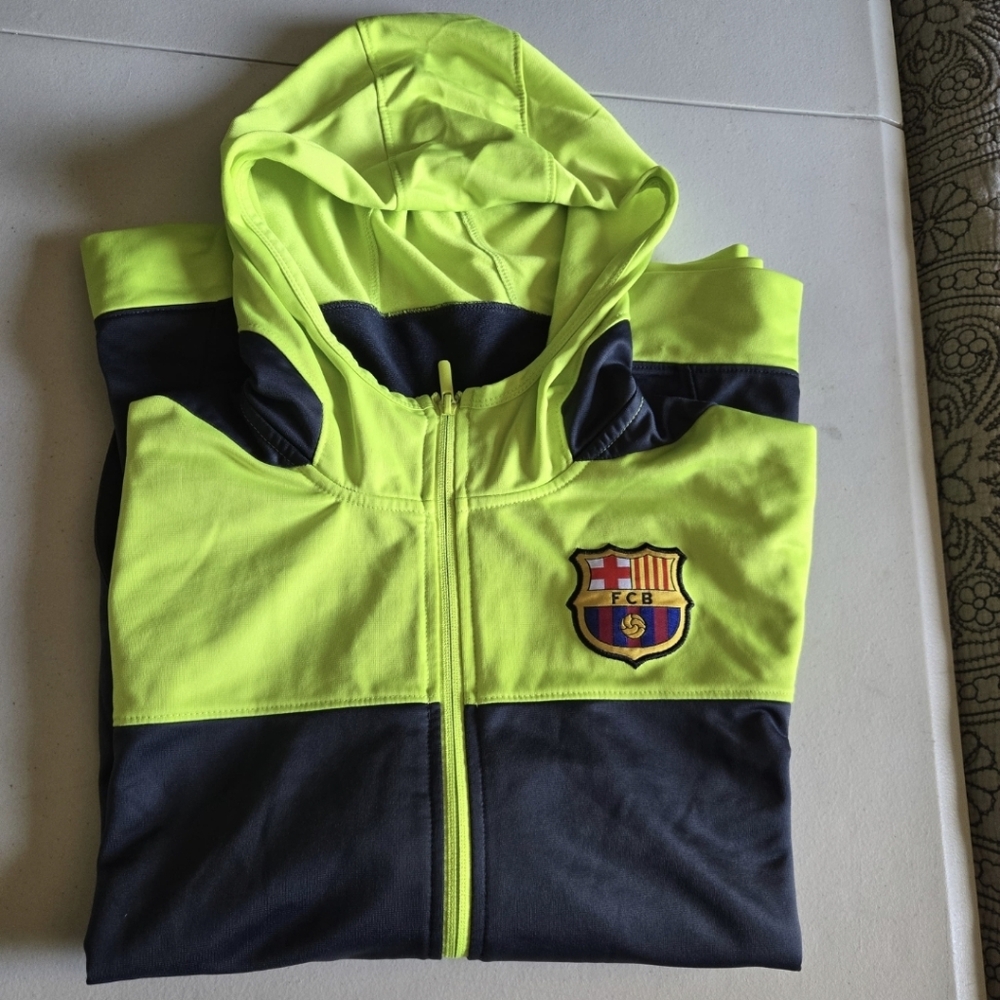 FC Barcelona neon green zip up jacket Size Large